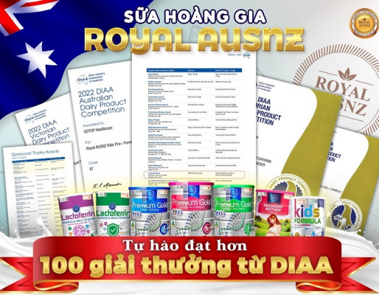 Sữa hoàng gia Royal Ausnz đạt hơn 100 giải thưởng cao quý từ DIAA – Khẳng định vị thế top đầu tại Úc