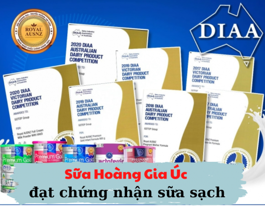 Sữa Hoàng Gia Úc Royal Ausnz được cấp chứng nhận sữa sạch chuẩn Úc