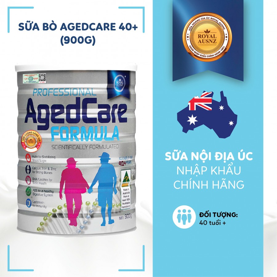 Sữa Hoàng Gia Úc Royal AUSNZ Agedcare Formula - Dành cho người trên 40 tuổi (900g)