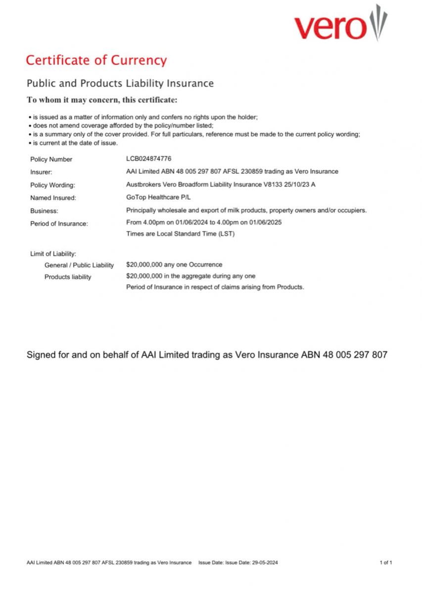 Gói bảo hiểm sữa 2021