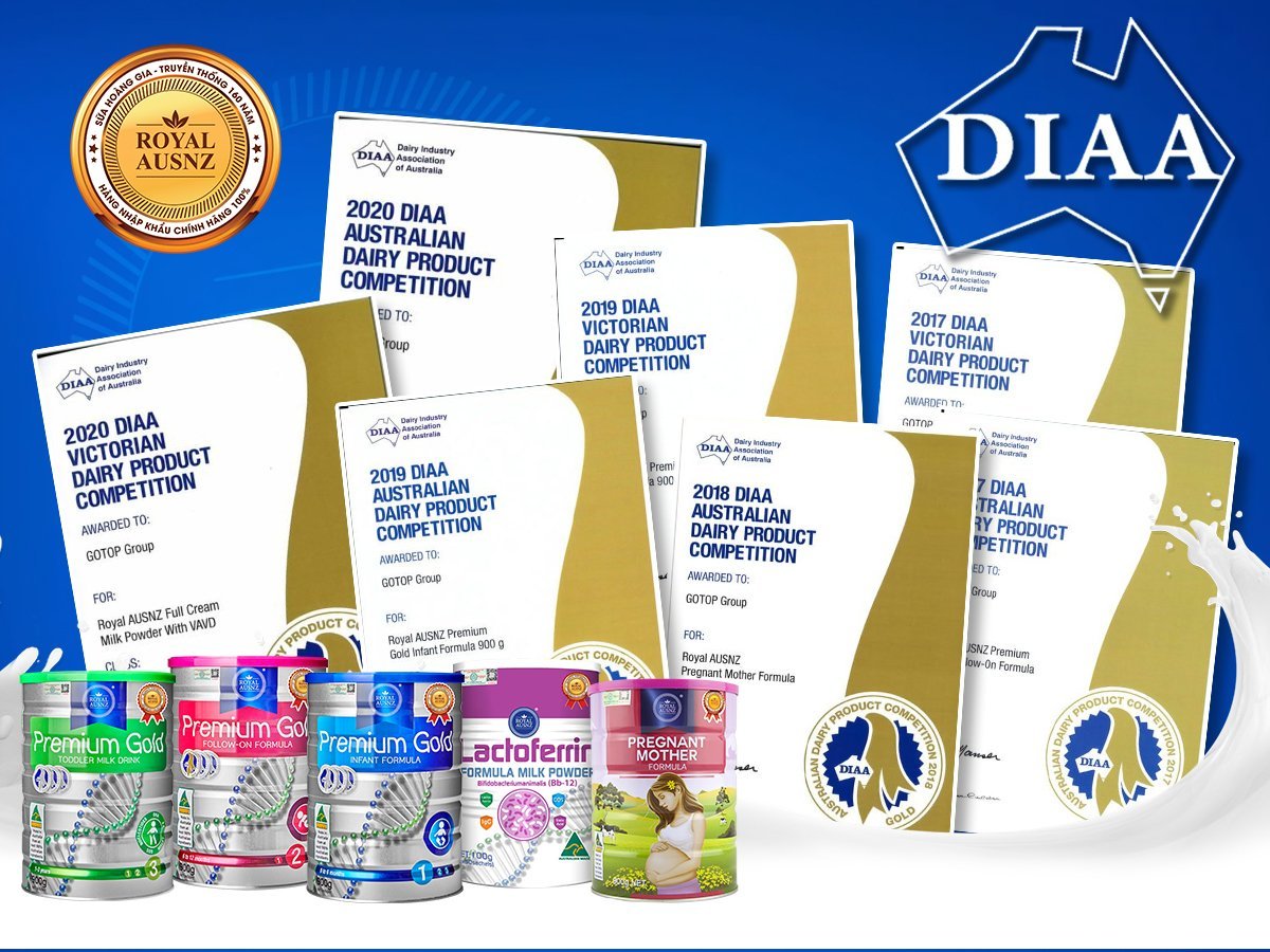 Sữa Hoàng Gia Royal Ausnz đạt được rất nhiều giải thưởng tại các cuộc thi về sữa tại Úc.