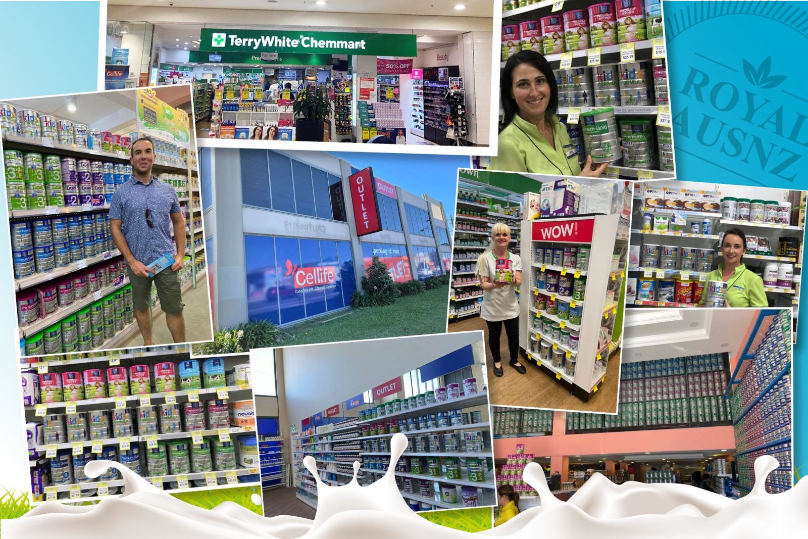 Sữa Hoàng Gia Royal Ausnz được bán tại các hệ thống lớn tại Úc.