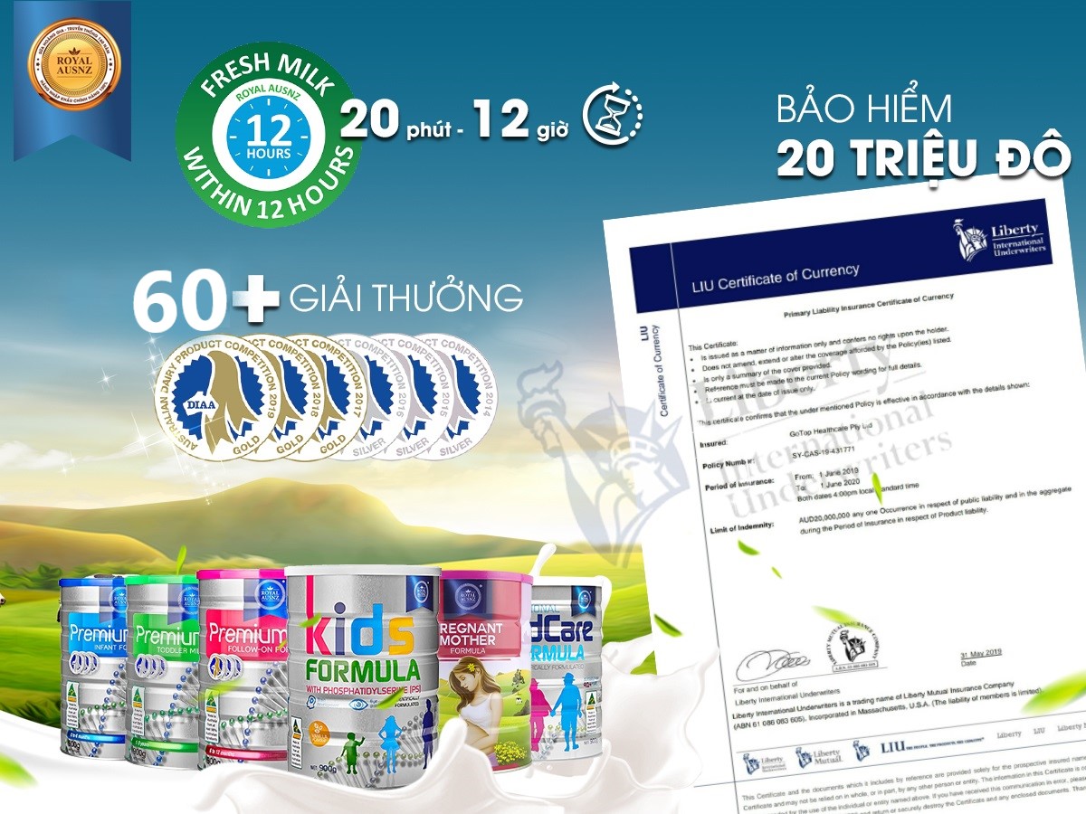 Sữa Hoàng Gia Úc Royal Ausnz đạt nhiều giải thưởng