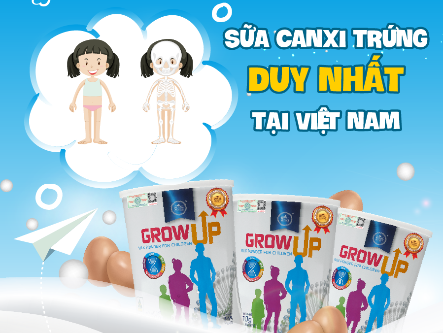 Royal Ausnz Grow Up chính là sản phẩm sữa canxi trứng duy nhất đang có mặt tại thị trường Việt Nam.