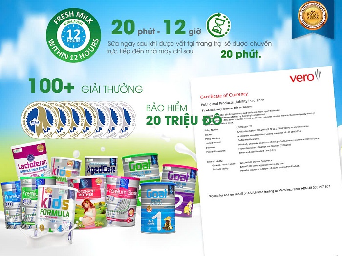 Sữa hoàng gia úc và những con số ấn tượng