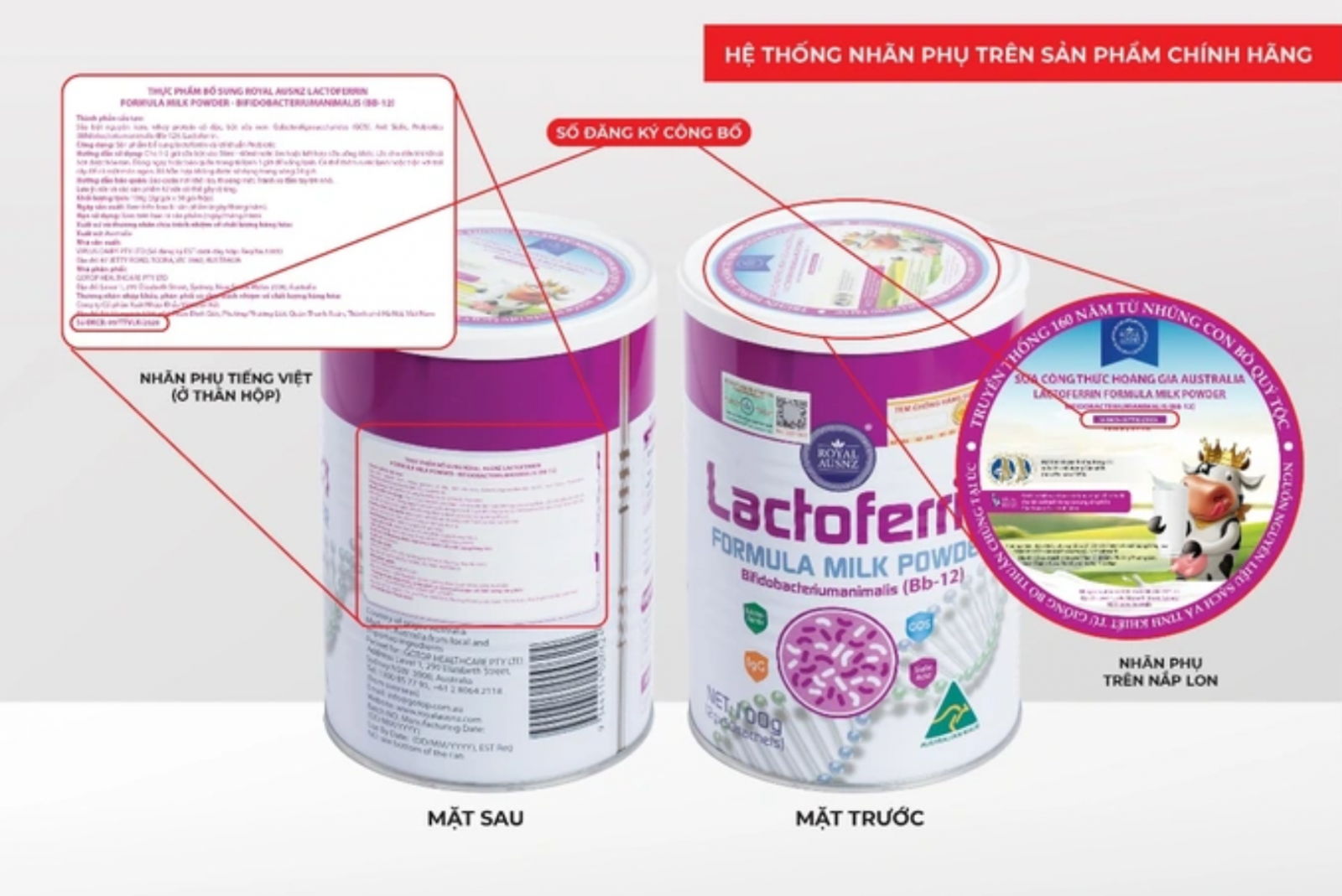 Nhãn phụ tiếng Việt trên sản phẩm chính hãng.